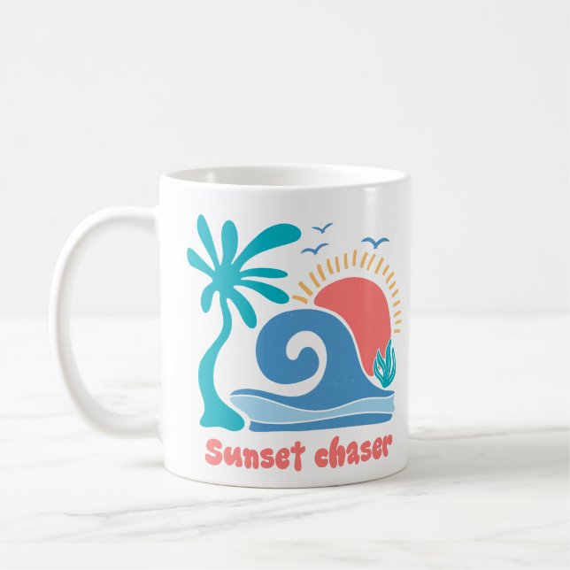 Caneca De Café Borracha Sunset Retro Boho Summer (Esquerda)