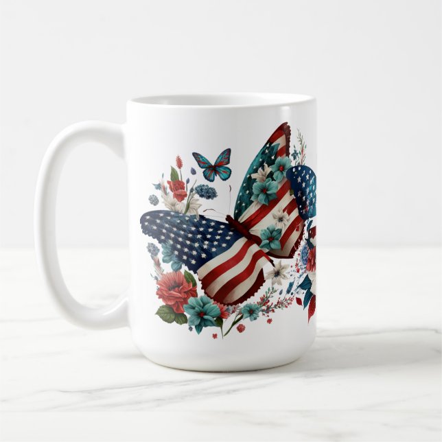 CANECA DE CAFÉ BORRACHAS PATRIÓTICAS VERMELHAS BRANCAS AZUIS FLOR (Esquerda)