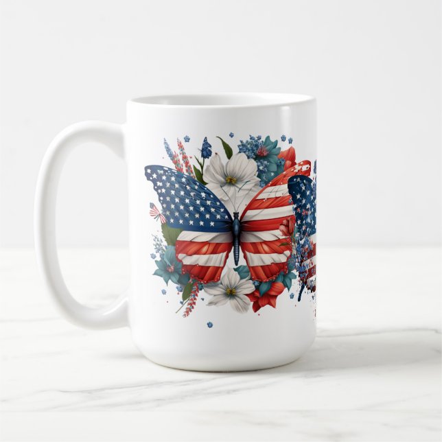 CANECA DE CAFÉ BORRACHAS PATRIÓTICAS VERMELHAS BRANCAS AZUIS FLOR (Esquerda)