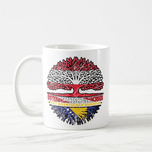 Caneca De Café Bosnian Bosnisch Österreichisch Österreich Baum (Esquerda)
