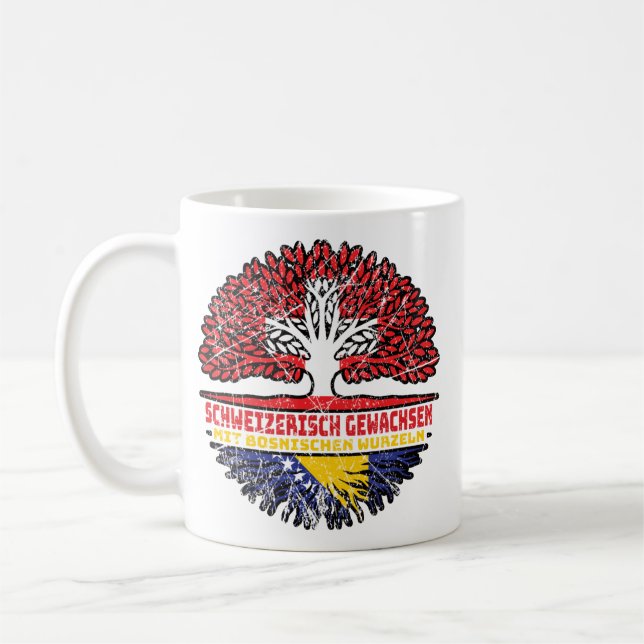 Caneca De Café Bosnien Bosnisch Schweizer Schweiz Baum Wurzel (Esquerda)