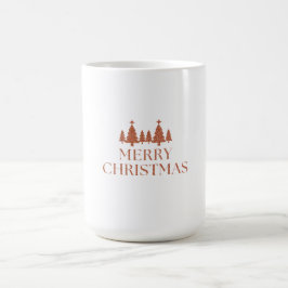 Caneca De Café Bosque de Árboles de Navidad con Brillo Oro Rosado