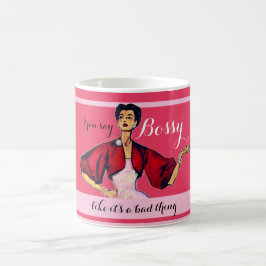 Caneca De Café Bossy Gal Retro Rosa
