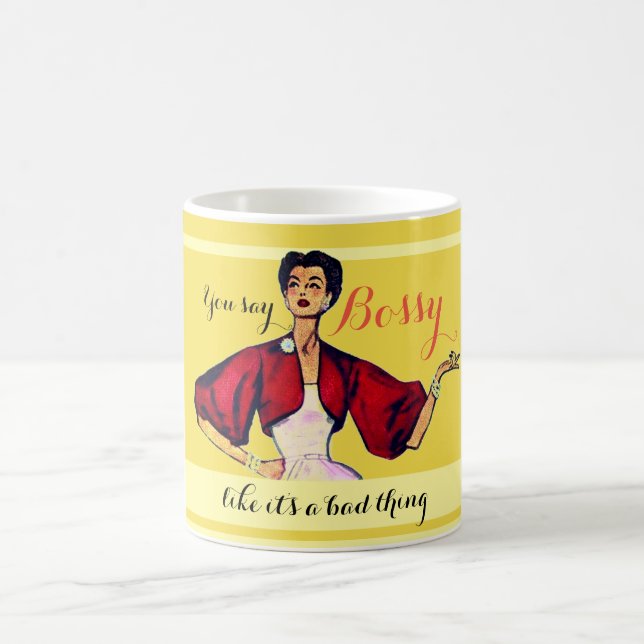 Caneca De Café Bossy Gal Retro Yellow (Centro)
