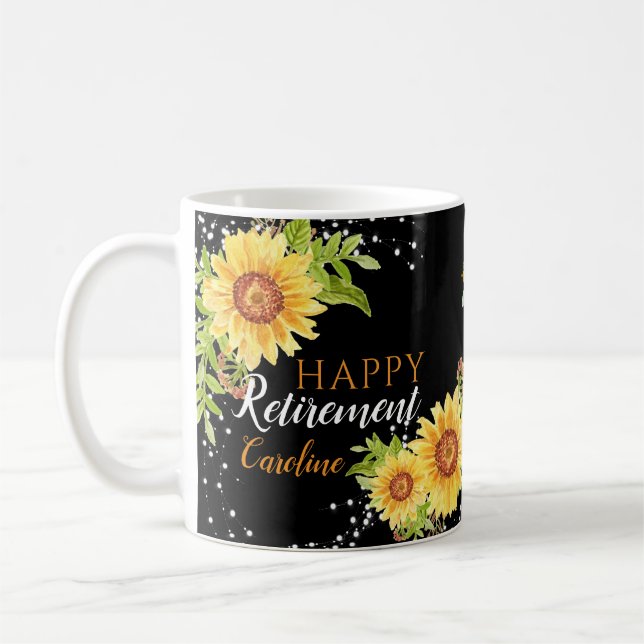 Caneca De Café Bosta Preta Personalizada Floral (Esquerda)