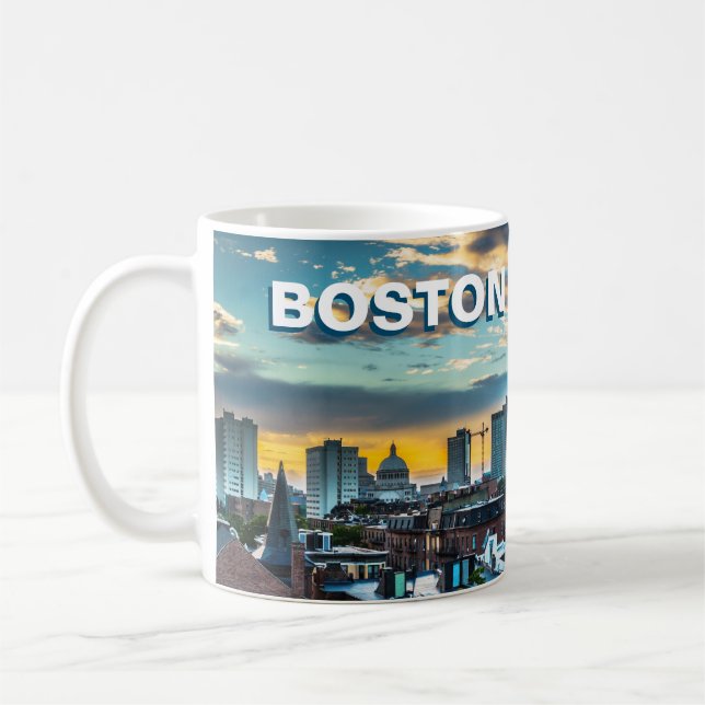 Caneca De Café Bosto Coffee Mug Massachusetts City Skyline Gift (Esquerda)