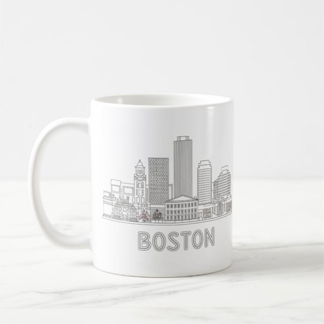 Caneca De Café Boston City Skyline, Boston Mãe nos EUA Skyline (Esquerda)