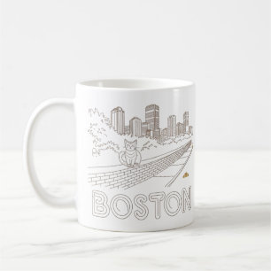 Caneca De Café Boston City Skyline, Boston Mãe nos EUA Skyline