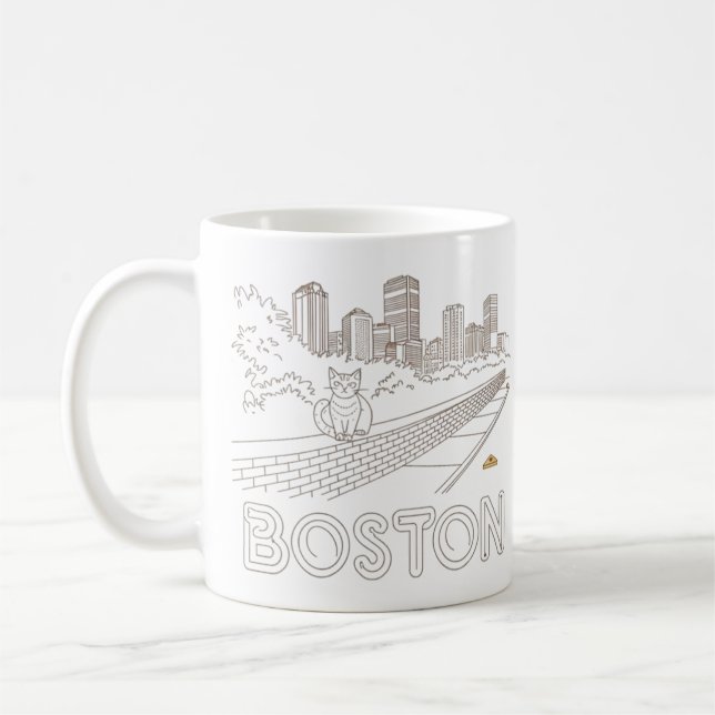 Caneca De Café Boston City Skyline, Boston Mãe nos EUA Skyline (Esquerda)