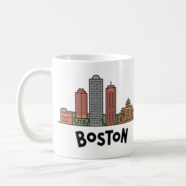 Caneca De Café Boston City Skyline, Boston Mãe nos EUA Skyline (Esquerda)