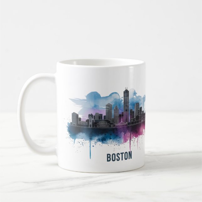 Caneca De Café Boston City Skyline, Boston Mãe Skyline (Esquerda)