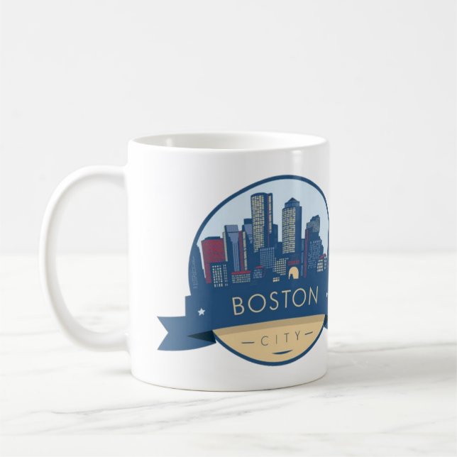 Caneca De Café Boston City Skyline, linha do horizonte de boston  (Esquerda)