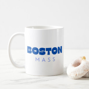 Caneca De Café Boston Massachusetts Azul Moderno