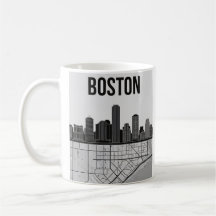 Boston Massachusetts City Skyline com Mapa