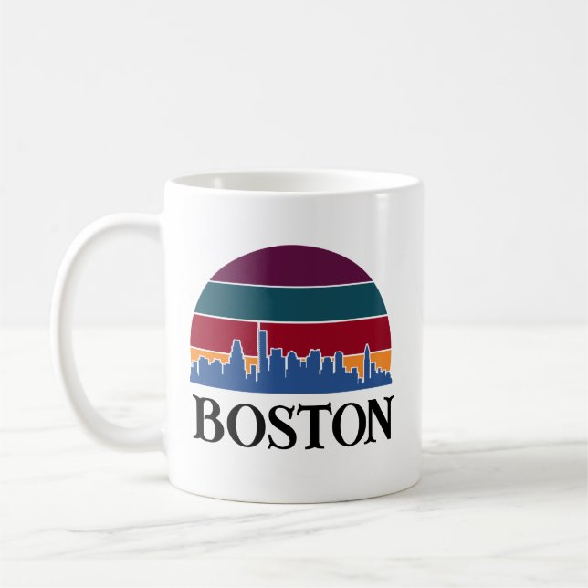 Caneca De Café Boston Massachusetts Vintage Cityscape (Esquerda)