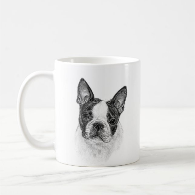 Caneca De Café Boston Terrier Art de Glenda S. Harlan (Esquerda)