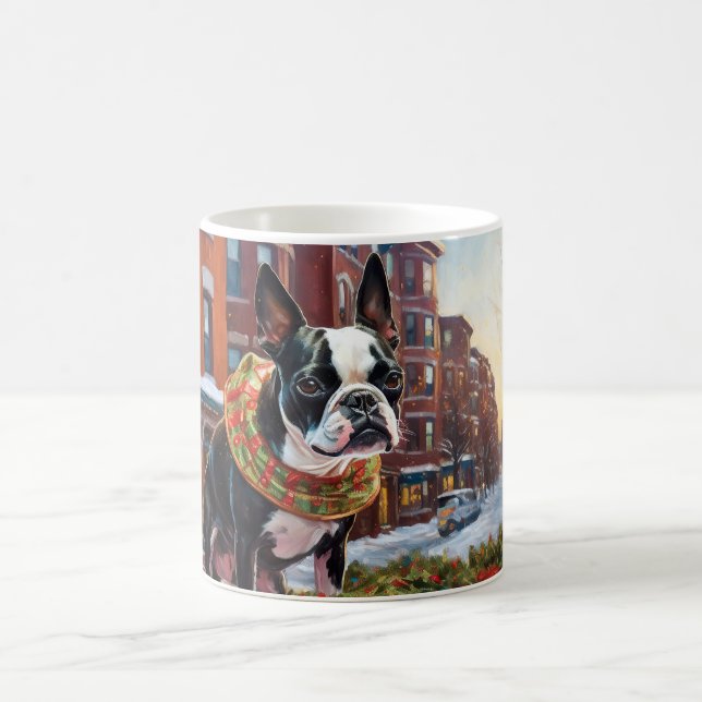 Caneca De Café Boston Terrier Christmas Fesason (Centro)