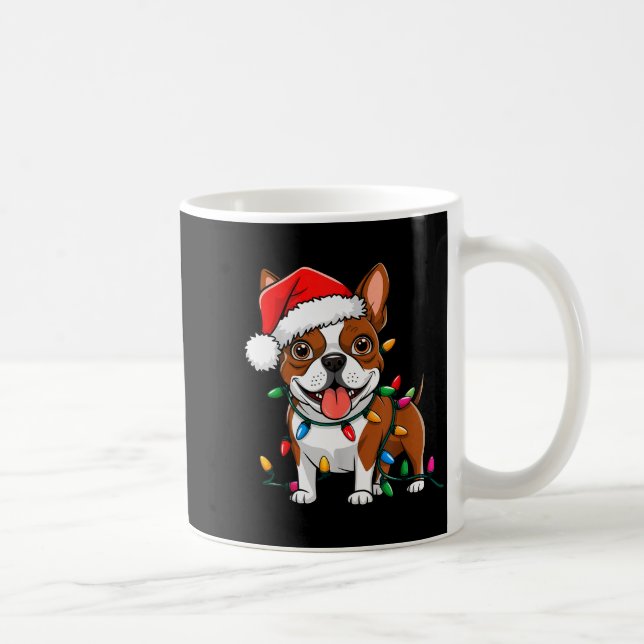 Caneca De Café Boston Terrier Christmas Lights Xmas Dogs Men Wome (Direita)
