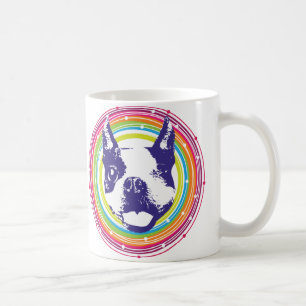 Caneca De Café Boston Terrier - círculos coloridos