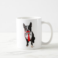 Boston Terrier com Red Tie e bigode 2