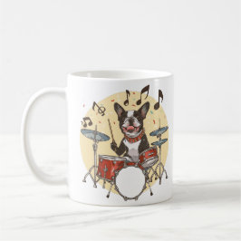 Caneca De Café Boston Terrier Dog Playing Drums