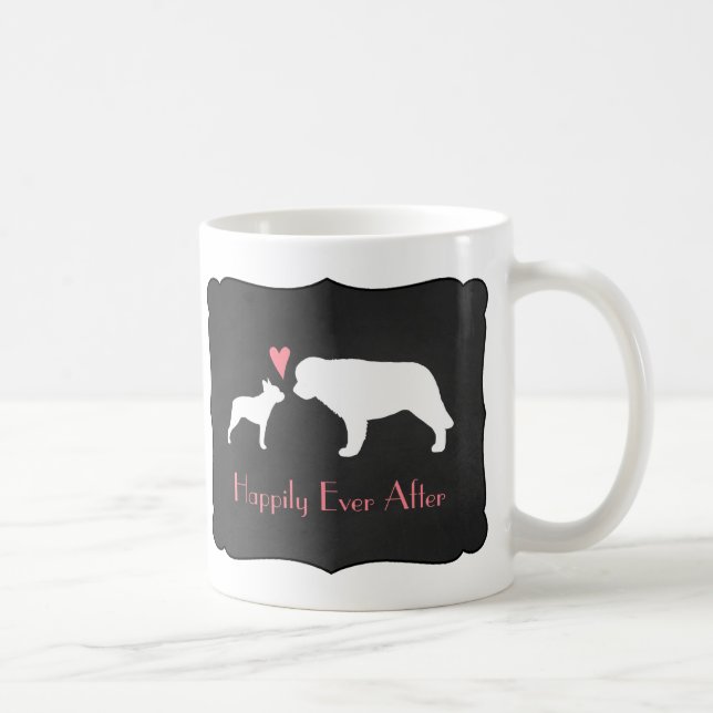 Caneca De Café Boston Terrier e o Santo Bernard Love (Direita)