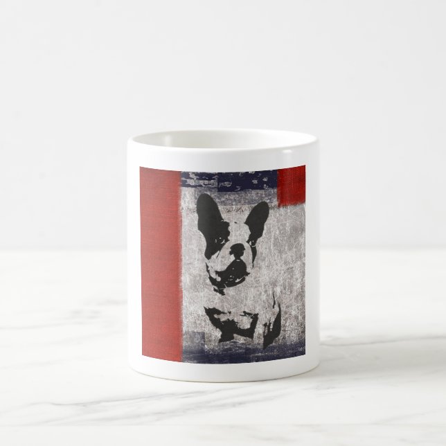 Caneca De Café Boston Terrier em preto e branco com limite vermel (Centro)