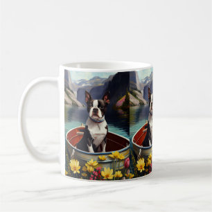 Caneca De Café Boston Terrier em um remo: Uma aventura cênica