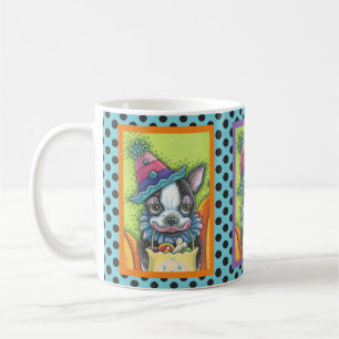 CANECA DE CAFÉ BOSTON TERRIER HALLOWEEN CLOWN, CLASSIC DOG MUG