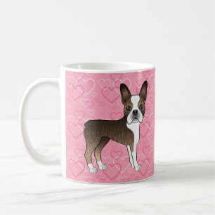 Caneca De Café Boston Terrier Listrado Cachorro Fofo Em Corações