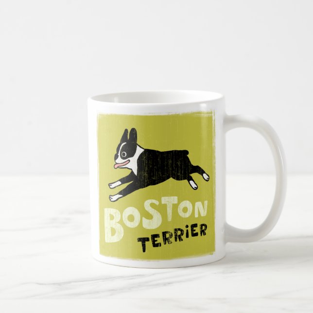Caneca De Café Boston Terrier Running | Pet Dog Lover Legal (Direita)