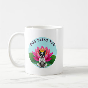 Caneca De Café Boston Terrier Yoga Cachorro Meditando Bendito Sej