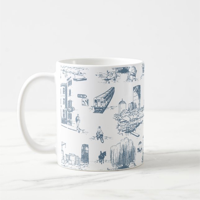 Caneca De Café Boston Toile Blue (Esquerda)