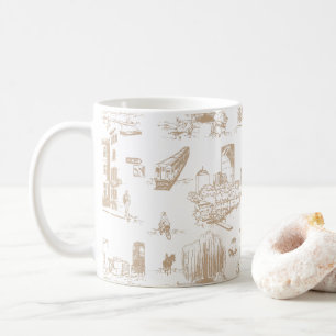 Caneca De Café Boston Toile Tan e White