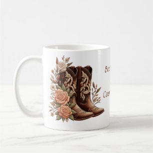 Caneca De Café Bota Country Western de Cowboy com Flores