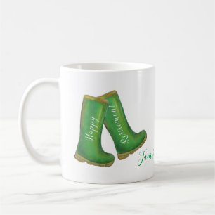 Caneca De Café Bota de jardinagem verde para reforma feliz