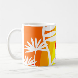 Caneca De Café Botânica branca e laranja
