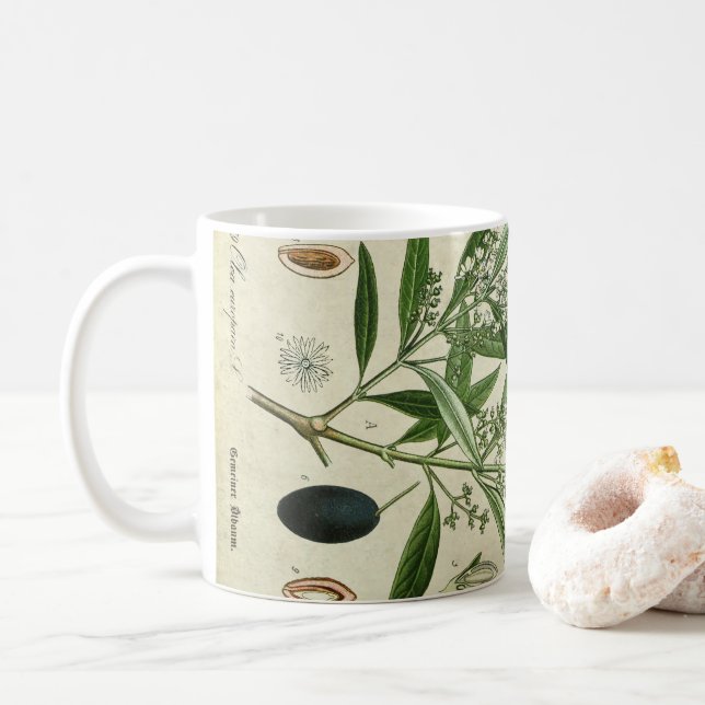 Caneca de café botânica da ilustração da planta (Com Donut)