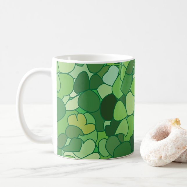 Caneca De Café Botânica de Folha Verde (Com Donut)