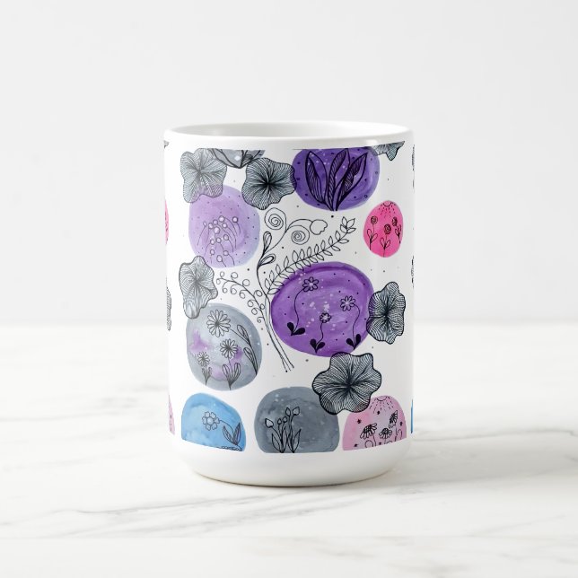 Caneca de Café Botânica em Aquarela Artística (Centro)