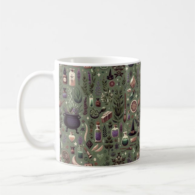 Caneca De Café Botânica Encantada: Ervas Mágicas e Bruxaria (Esquerda)