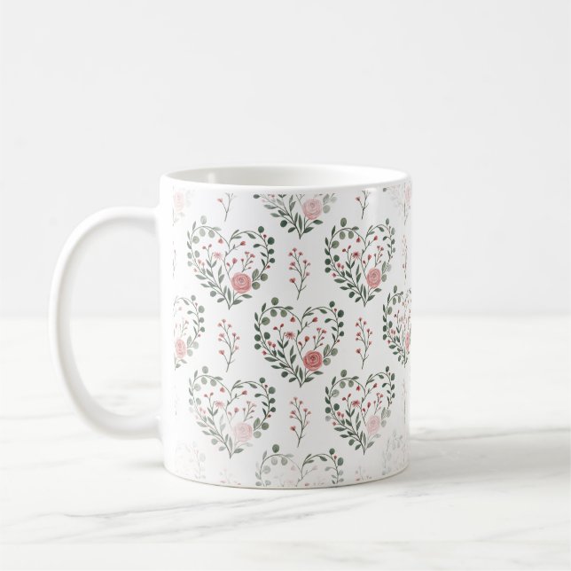 Caneca De Café Botanical heart valentine (Esquerda)