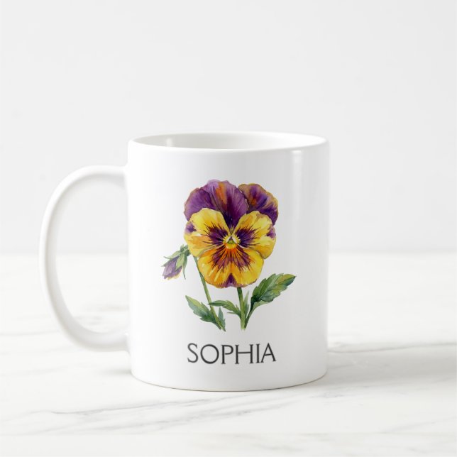 Caneca De Café Botanical Illustration Mug - Yellow Pansy (Esquerda)