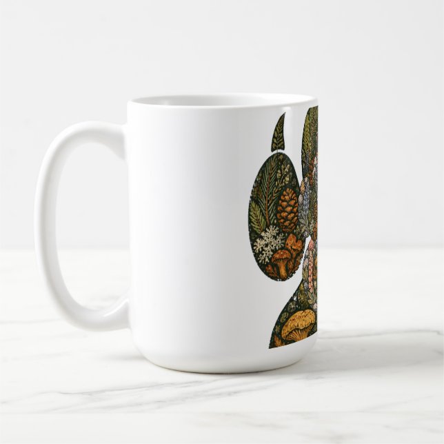 Caneca De Café Botanical Wolf Paw Pine Forest Nature Mug (Esquerda)