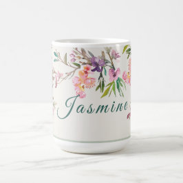 Caneca De Café Botânico de Aquarela Floral de Primavera Personali