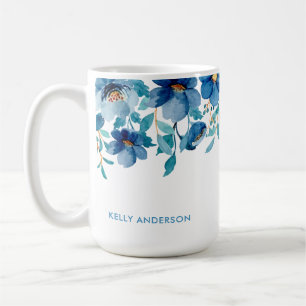 Caneca De Café Botânico Monogramado Feminino Moderno