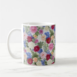 Caneca De Café Botânico Vitoriano Bege & Azul