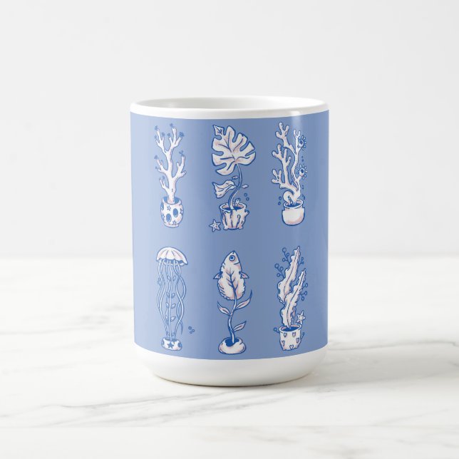 Caneca De Café Botânicos Oceânicos Surrealistas (Centro)