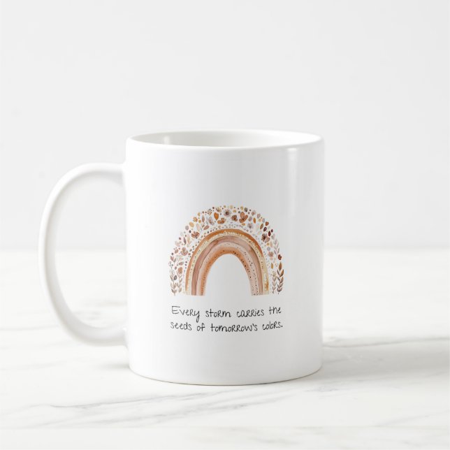 Caneca De Café Botão de Cabelo Boho Arco-íris (Esquerda)
