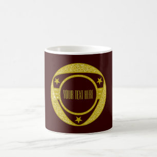 Caneca De Café BOTÃO DOURADO STARS + seu texto
